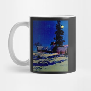 Maxfield Parrish, Moonlit Night, Winter, 1942, Art Print, American Painter Mug